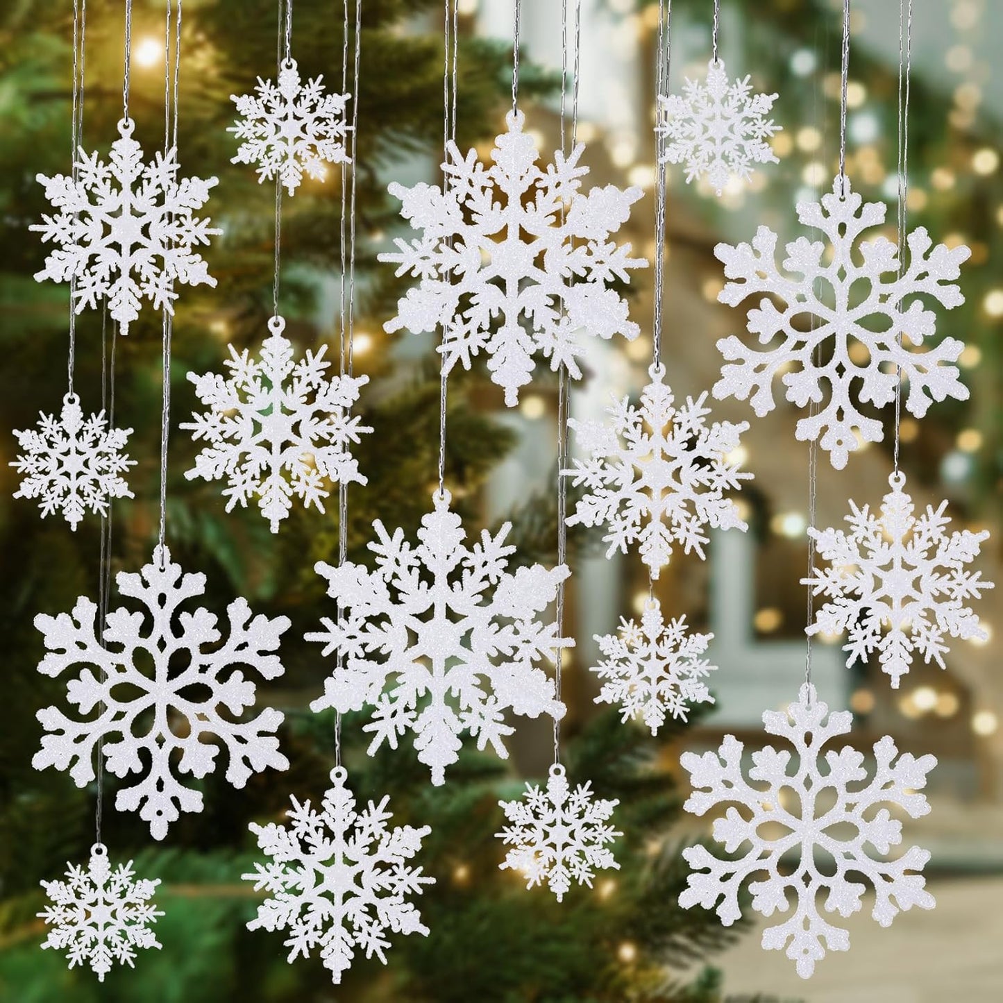 36 pcs White Snowflake Ornaments