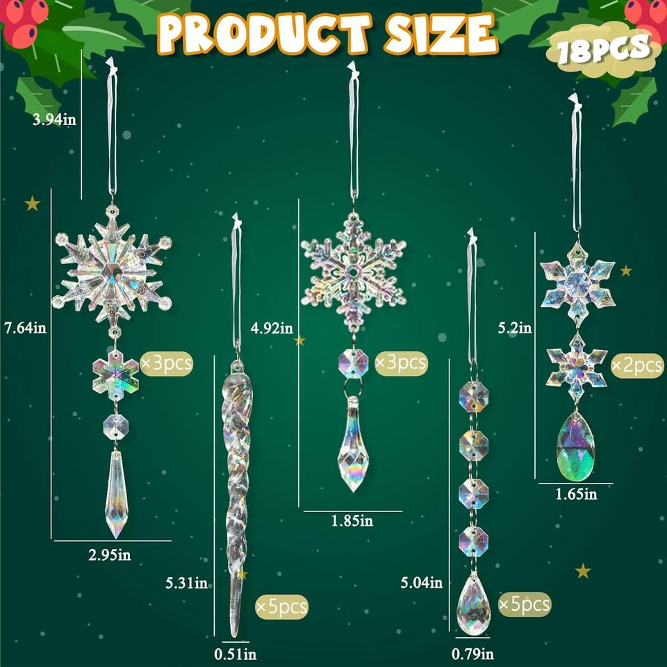 18pcs Crystal Christmas Tree Ornaments