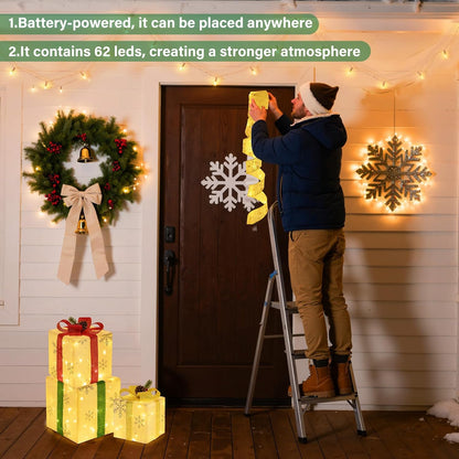 Set of 3 Christmas Lighted Gift Boxes