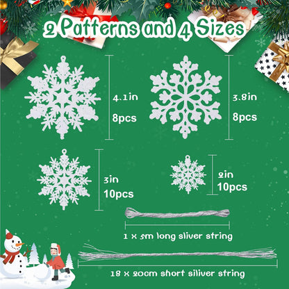 36 pcs White Snowflake Ornaments