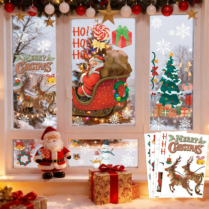 Christmas Party Decorations - Snowflake Window Clings Stickers for Glass