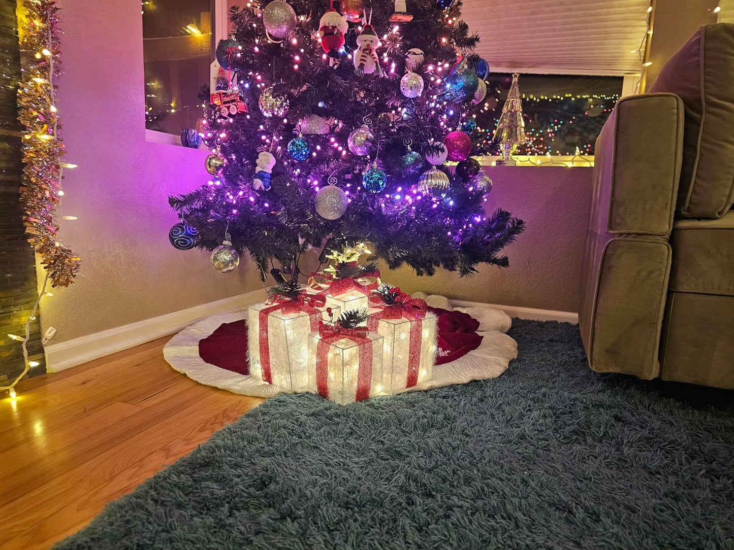 4 Set Christmas Lighted Gift Boxes Decorations