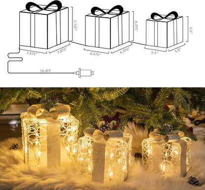 3 set Christmas Lighted Gift Boxes