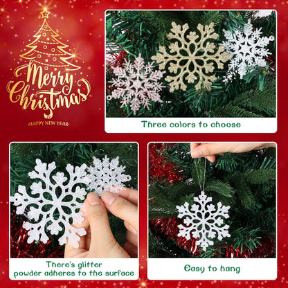 36 pcs White Snowflake Ornaments
