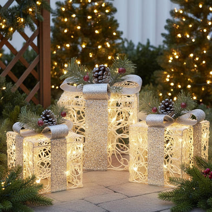 3 set Christmas Lighted Gift Boxes