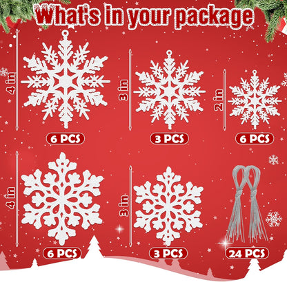 24PCS Snowflake Ornaments
