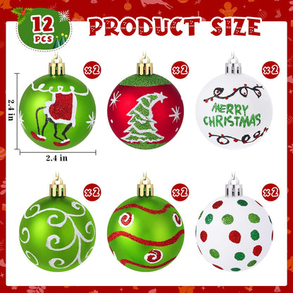 12 Pcs Hanging Christmas Ball Ornament